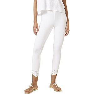 HUE Embroidered Hem Cotton Skimmer Legging White XS