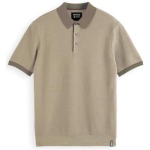 Scotch & Soda - Structured Knitted - Poloshirt - Zand - Korte Mouwen