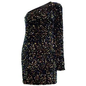NALLY One Shoulder mini-jurk voor dames, Blauw meerkleurig., S