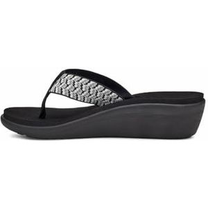Teva Dames W Voya Wedge Flipflop, Laksporen zwart wit, 39 EU