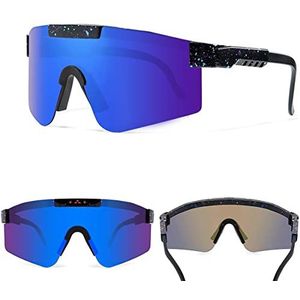 Rawrr Fietsbril, gepolariseerde sportbril, HD kleurrijke zonnebril met TR90 UV400-bescherming, winddicht, voor heren en dames, fietsen, motorrijden, golf, donkerblauw