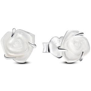 Pandora Moments Weiße Blühende Rose Ohrstecker aus Sterling Silber mit künstlichem Perlmutt, 293209C01