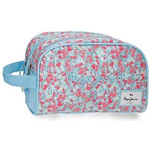 Pepe Jeans Aide toilettas, twee vakken, aanpasbaar, meerkleurig, 26 x 16 x 12 cm, polyester, Meerkleurig, Neceser Dos Compartimentos Adaptable, Toilettas met twee vakken aanpasbaar