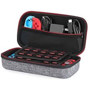 NS Switch/Switch OLED hoesje - Younik Upgrade-versie Harde draagtas met grotere opslagruimte voor 19 spelcassettes en andere NS Switch-accessoires-grijs