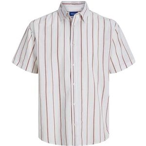 JACK & JONES Jorjoshua Canggu Stripe Shirt Ss Pls voor heren, antiek wit., 3XL