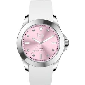 Ice-Watch - ICE steel Whit pastel pink - Dameshorloge in wit met siliconen band - 020382 (Medium)
