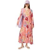 Scotch & Soda - Printed Crinkle Maxi-jurk - Abstract Sun Pink 644 - V-hals - 3/4 Mouwen