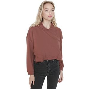Trendyol Dames ronde hals effen regular sweatshirt, bruin, XL, BRON, XL