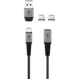 goobay 65653 magnetische USB-oplaadkabel / 1 meter/magnetische oplaadkabel/USB-A & USB-C / 60 watt textielkabel