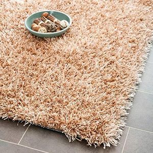 SAFAVIEH Vloerkleed voor woonkamer, eetkamer, slaapkamer - New Orleans Shag Collection, hoge pool, beige en beige, 91 x 152 cm