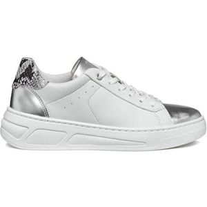 Geox D LJUBA A Sneakers voor dames, wit/zilver, 38 EU, Wit-zilver., 38 EU