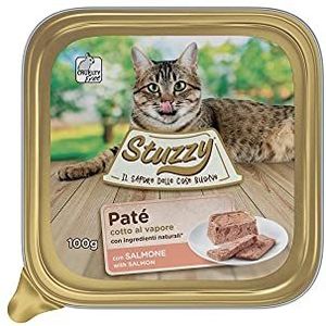Stuzzy Mister Natvoer voor volwassen katten, zalm, paté en vlees in stukken, totaal 3,2 kg (32 bekers x 100 g)