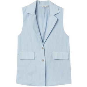 NAME IT Nkffalinnen waistcoat kostuumvest voor meisjes, Chambray Blue, 134-140