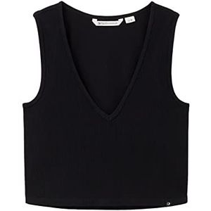 TOM TAILOR Denim Cropped Basic Top voor dames, 14482 - Deep Black, S/M