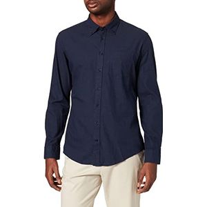Seidensticker Heren slim fit lange mouwen keperstof overhemd, donkerblauw, S/4XL