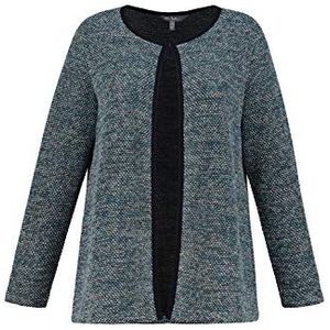 Ulla Popken Gebreid vest voor dames, tweed look, blauw, 36