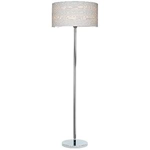 Homemania HOMBR_0157 staande lamp, staande lamp, woonkamer, vloer, papier, PVC, metaal, beige, grijs, 50 x 50 x 166 cm