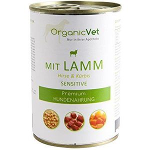 ORGANICVET Hond nat voer Sensitive lam met hers en pompoenen, verpakking van 6 (6 x 400 g)