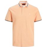 JACK & JONES Heren Slim Fit Polo Shirt JJEPAULOS Uni Zomer Hemd Korte Mouwen Basic Piqué Katoen., Colour:Neon Orange, Size:S