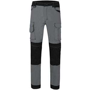 Velilla 103019S; Canva-stretchbroek met zwevende zakken, grijs/zwart, maat XXL