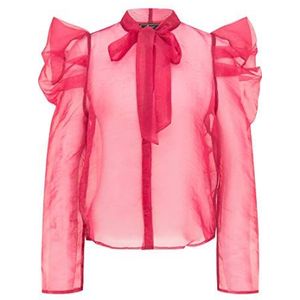 caneva dames organza blouse, donkerrood, XS