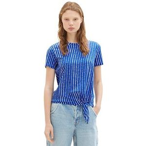Tom Tailor Denim dames 1037245 T-Shirt, 31714 - Bright Blue Batik Vichy Print, L