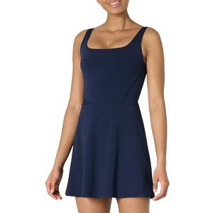 Amazon Essentials Active FormFlex boterzachte tank-tennisjurk voor dames met ingebouwde bodysuit, beha en shorts, marineblauw, M