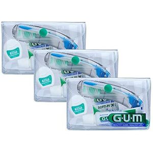 GUM reisset met opvouwbare reistandenborstel, GUM Original White tandpasta, tandzijde en GUM SOFT-PICKS interdentale reiniger / Voor een grondige gebitsverzorging zoals thuis / Geschikt voor handbagage / 3 stuks