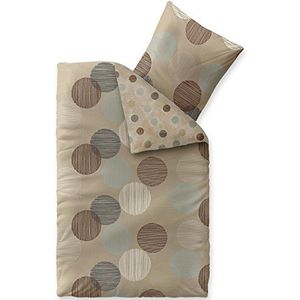 aqua-textil Trend Beddengoed 155 x 220 cm 2-delig katoen dekbedovertrek Fara stippen beige bruin turquoise