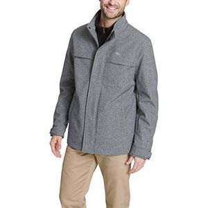 Dockers Men's Soft Shell Stand Collar Zip Front Jacket W. Attached Fleece Bib, Heather Grey, M