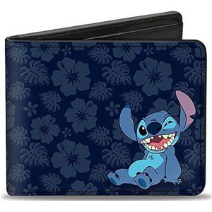 Buckle-Down heren Stitch Winking Pose/tropische flora blues bi-vouw portemonnee, veelkleurig, standaard maat UK, Meerkleurig