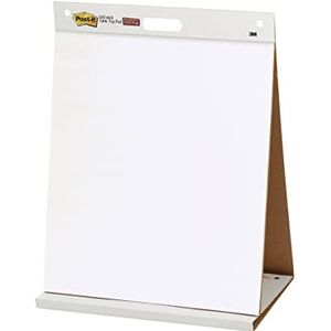 Post-It 563R Tafelmemoboard, met 20 Zelfklevende Witte Bladeren, Whiteboard, Zelfstaand Board, Blanco 50,8 x 58,4 cm, Wit