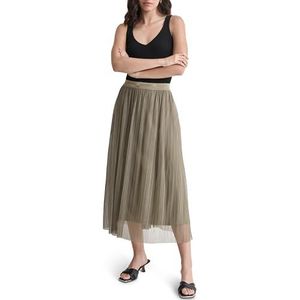 DKNY Logo Waist Band Plisse Mesh Rok, Light Fatigue, M Dames, Light Fatigue, M