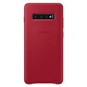 Samsung Beschermende lederen hoes voor Galaxy S10+ - officiële Galaxy S10+ hoesje - slijtvast echt lederen telefoonhoesje voor de Samsung Galaxy S10+ - rood