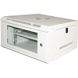 LINK LK1906UL 19"" rackkast Serie Light met deur van gehard glas en sleutelslot kleur grijs afmetingen 53 x 40 x 30 cm plank inclusief 6HE capaciteit voor wandmontage 1 eenheid