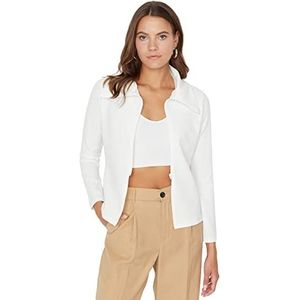 TRENDYOL Damesjas, nauwsluitend, basic effen gebreide jas, ecru, S