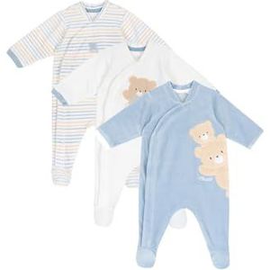 Chicco, Babyrompertje voor pasgeborenen en baby's, 3-delige set van zachte chenille met voet, cadeau-ideeën voor de geboorte, kleding voor jongens en meisjes, 0-24 maanden, ontworpen in Italië