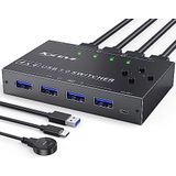 MLEEDA USB 3.0 Switch Selector 4 Poort, KVM Switch 4 Computers delen 4 USB-apparaten,met Bedrade Afstandsbediening Knop en 4 USB 3.0 Kabel