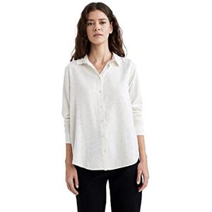 DeFacto Dameshemd van katoenweefsel met lange mouwen, zand, M