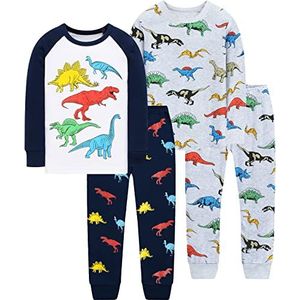 EULLA Jongenspyjama, tweedelige pyjamaset, Dino + T-rex, 104 cm