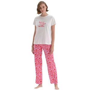 Dagi Katoenen pyjamaset voor dames, wit, 2XL, wit, XXL