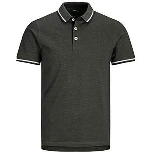 JACK & JONES Heren Slim Fit Polo JJEPAULOS Effen Zomer Overhemd Kraag Kort Basic Katoen, Colour:Darkgreen, Size:XS