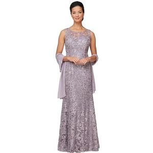 Alex Evenings Women's Long Sleeveless Mother of The Bride Dress with Shawl Regular Sizes, Wisteria, 8 Petite