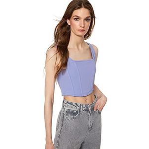 Trendyol Vrouwen ontwerpen regelmatig Bodycon vierkante kraag geweven hemd, Lila, L