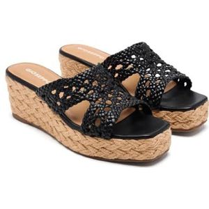 GIOSEPPO Brimfield - Sandalen - Zwart - Leer en Jute - Sleehak