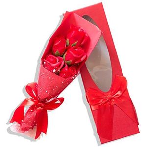Sevenriver handgemaakte Koreaanse zeep, rozenboeket in geschenkverpakking, rood, 5 stuks