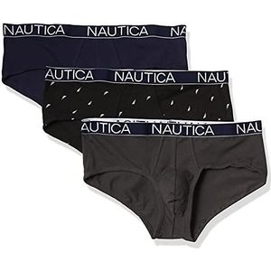 Nautica Heren Slips, Peacoat/Houtskool/Zeilprint - Zwart Wit, S