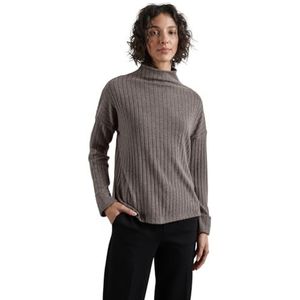Street One Damesshirt met geribbelde structuur, Morel Brown Mel., 34