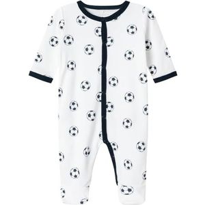 NAME IT Baby Nbmnightsuit W/F Football Noos slaapoverall, wit (bright white), 68 cm