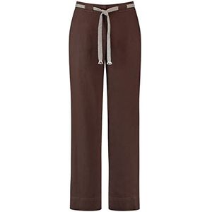 Gerry Weber Brede linnen broek voor dames, vrije tijd, verkorte broek, effen kleur, normale lengte, donkerbruin, 40